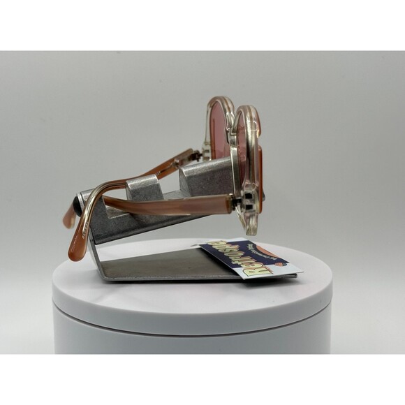 Vintage Oversize Sunglasses NOS Drop Temple Rose Lens Pink & Clear Frame 70s-80s - Picture 6 of 9